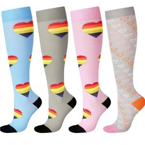 NEW Set of Four Pair of Compression Socks with Novelty Print, Large Extra Large